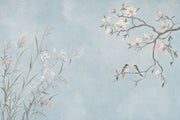 Magnolia Birds Wallpaper Pale Blue Chinoiserie Wall Mural design