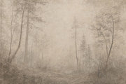 Misty Forest Path Wallpaper Sepia Paper Texture Wall Mural design