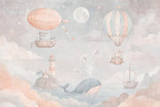 Hot Air Balloon Wallpaper Watercolor Nursery Sky Wall Mural design