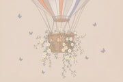 Hot Air Balloon Wallpaper Pastel Floral Wall Mural design
