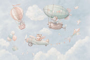 Hot Air Balloon Wallpaper Watercolor Animals Sky Wall Mural design