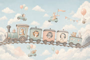 Watercolor Train Wallpaper Pastel Nursery Animals Wall Mural design