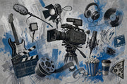 Cinema And Music Studio Icons Wallpaper Urban Grunge Wall Mural design