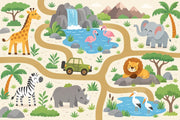 Cartoon Safari Animals Wallpaper Tropical Landscape Wall Mural design