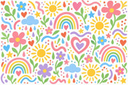 Rainbow Doodle Icons Wallpaper White Background Wall Mural design