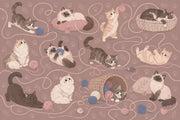Playful Cats And Yarn Wallpaper Dusty Pink Wall Mural design