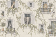 Safari Animals At Shuttered Windows Wallpaper European Villa Wall Mural design