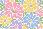 Retro Large Floral Wallpaper Pastel Botanical Wall Mural design