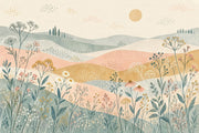 Wildflower Meadow Wallpaper Pastoral Landscape Wall Mural design