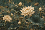 Lotus Flowers Wallpaper Dark Floral Wall Mural design