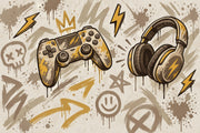 Gaming Controller Wallpaper Graffiti Street Art Wall Mural design