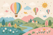Hot Air Balloons Wallpaper Pastel Landscape Wall Mural design