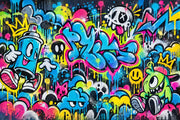Neon Graffiti Characters Wallpaper Urban Street Art Wall Mural design
