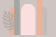 Pastel Geometric Arches Wallpaper Minimalist Monstera Wall Mural design