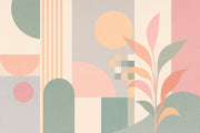 Abstract Geometric Shapes Wallpaper Mid Century Modern Wall Mural design