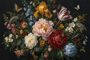 Dark Floral Bouquet Wallpaper Vintage Botanical Wall Mural design
