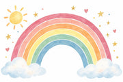 Watercolor Rainbow Wallpaper Pastel Clouds Wall Mural design