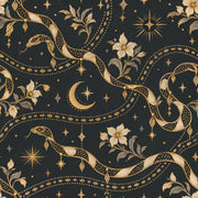 Gold Snakes And Crescent Moon Wallpaper Ornate Celestial Wall Mural design