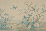 Chinoiserie Birds And Blue Blossoms Wallpaper Beige Landscape Wall Mural design