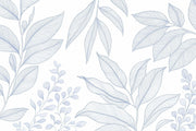 Minimalist Leaf Branches Wallpaper White Background Wall Mural design