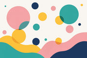 Colorful Abstract Circles Wallpaper Mid Century Modern Wall Mural design