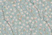 Cherry Blossom Branches Wallpaper Chinoiserie Blue Wall Mural design