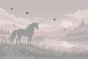 Unicorn Silhouette Wallpaper Pastel Fantasy Landscape Wall Mural design