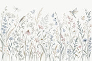 Watercolor Wildflowers Wallpaper White Background Wall Mural design