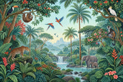 Tropical Jungle Wildlife Wallpaper Waterfall Landscape Wall Mural design