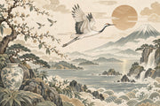 Crane And Cherry Blossoms Wallpaper Japanese Landscape Wall Mural design
