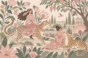 Cheetah Garden Women Wallpaper Soft Vintage Wall Mural design