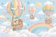 Hot Air Balloons Nursery Wallpaper Watercolor Sky Wall Mural design