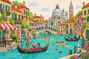 Venice Canal Gondola Wallpaper Colorful Italian Cityscape Wall Mural design