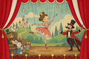 Puppet Ballerina Theater Wallpaper Vintage Storybook Wall Mural design