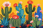 Blooming Cactus Wallpaper Bright Yellow Wall Mural design
