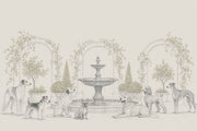Toile Garden Dogs Wallpaper Ivory Classical Wall Mural design
