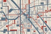 Abstract City Grid Wallpaper Blue Gray Lines Wall Mural design