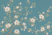 White Blossoms Wallpaper Chinoiserie Botanical Wall Mural design