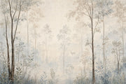 Misty Forest Deer Wallpaper Watercolor Woodland Wall Mural design
