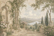 Vintage Garden Terrace Wallpaper Romantic Stone Arch Wall Mural design