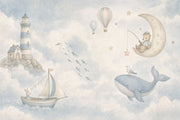 Watercolor Lighthouse Wallpaper Dreamy Coastal Wall Mural design