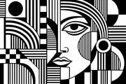 Geometric Face Wallpaper Monochrome Graphic Wall Mural design