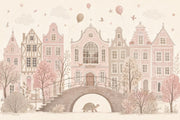 Pastel Dutch Houses Wallpaper Watercolor Cityscape Wall Mural design