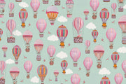 Hot Air Balloon Animals Wallpaper Watercolor Sky Wall Mural design
