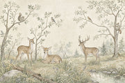 Woodland Deer Wallpaper Watercolor Forest Wall Mural design