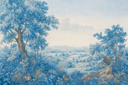 Blue Pastoral Landscape Wallpaper Vintage Toile Wall Mural design