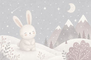 Bunny Winter Landscape Wallpaper Scandinavian Nursery Wall Mural design