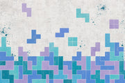 Geometric Blocks Wallpaper Teal Blue Abstract Wall Mural design