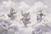 Whimsical Circus Animals Wallpaper Pastel Storybook Wall Mural design