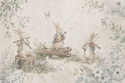 Woodland Rabbits Wallpaper Storybook Wall Mural design